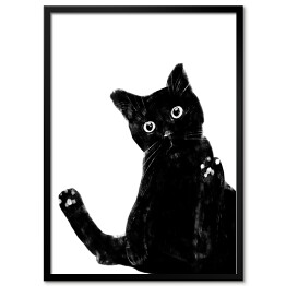 Obraz klasyczny Zabawny czarny kociak z dużymi oczami
