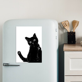 Magnes dekoracyjny Zabawny czarny kociak z dużymi oczami