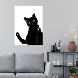 Plakat samoprzylepny Zabawny czarny kociak z dużymi oczami