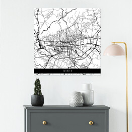 Plakat samoprzylepny Mapa miast świata - Zagrzeb - biała