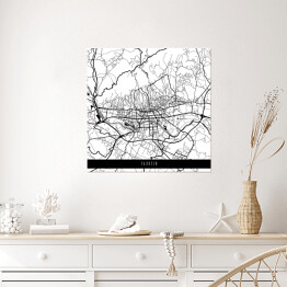 Plakat samoprzylepny Mapa miast świata - Zagrzeb - biała
