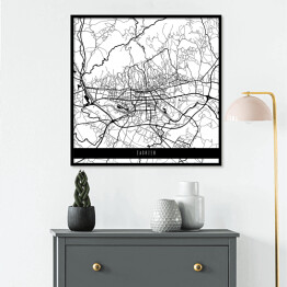 Plakat w ramie Mapa miast świata - Zagrzeb - biała