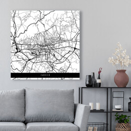 Obraz na płótnie Mapa miast świata - Zagrzeb - biała