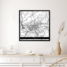 Obraz w ramie Mapa miast świata - Zagrzeb - biała