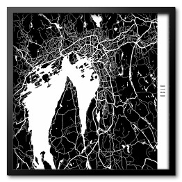 Obraz w ramie Mapa miast świata - Oslo - czarna