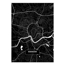 Plakat samoprzylepny Mapa Krakowa czarno-biała