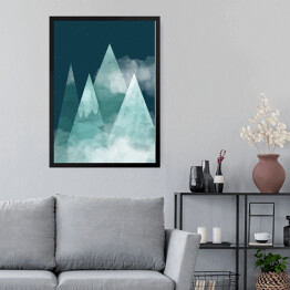 Obraz w ramie Noc w górach, zamglone szczyty - ilustracja