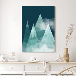 Obraz na płótnie Noc w górach, zamglone szczyty - ilustracja