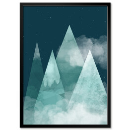 Obraz klasyczny Noc w górach, zamglone szczyty - ilustracja
