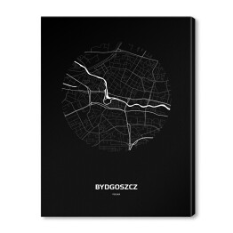 Obraz na płótnie Mapa Bydgoszczy w kole czarno-biała