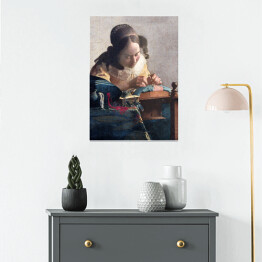 Plakat samoprzylepny Jan Vermeer Koronczarka Reprodukcja