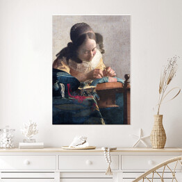 Plakat samoprzylepny Jan Vermeer Koronczarka Reprodukcja