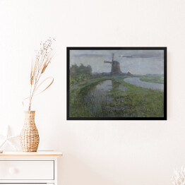 Obraz w ramie Piet Mondriaan "Oostzijdse Mill along the River Gein by Moonlight"