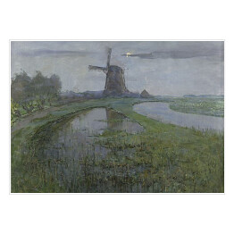 Plakat Piet Mondriaan "Oostzijdse Mill along the River Gein by Moonlight"