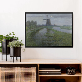 Obraz w ramie Piet Mondriaan "Oostzijdse Mill along the River Gein by Moonlight"