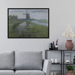 Plakat w ramie Piet Mondriaan "Oostzijdse Mill along the River Gein by Moonlight"
