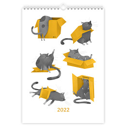 Kalendarz z kotami i kartonami