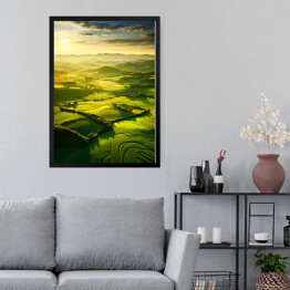 Obraz w ramie Pejzaż zielone wzgórza Toskanii