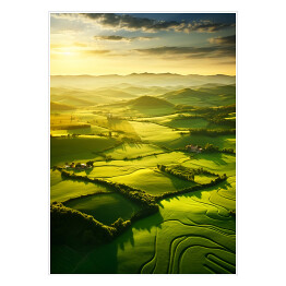 Plakat samoprzylepny Pejzaż zielone wzgórza Toskanii