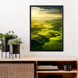 Obraz w ramie Pejzaż zielone wzgórza Toskanii