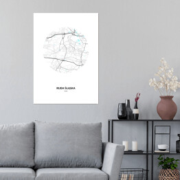 Plakat samoprzylepny Mapa Rudy Śląskiej w kole