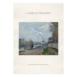 Plakat samoprzylepny Camille Pissarro "Oise w pobliżu Pontoise w pochmurną pogodę" - reprodukcja z napisem. Plakat z passe partout