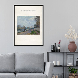 Plakat w ramie Camille Pissarro "Oise w pobliżu Pontoise w pochmurną pogodę" - reprodukcja z napisem. Plakat z passe partout