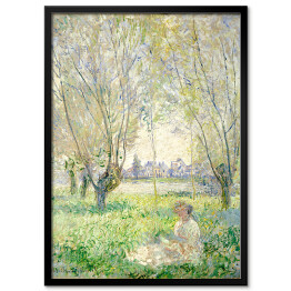 Plakat w ramie Claude Monet Woman Seated under the Willows. Kobieta siedząca pod wierzbą. Reprodukcja obrazu