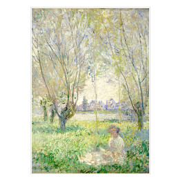 Plakat samoprzylepny Claude Monet Woman Seated under the Willows. Kobieta siedząca pod wierzbą. Reprodukcja obrazu