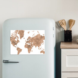 Akwarelowa mapa świata - beżowy, brązowy