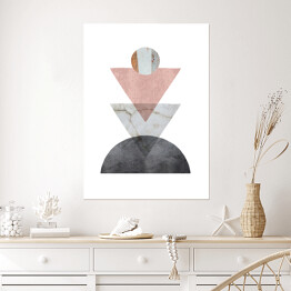 Plakat samoprzylepny Szaro różowa abstrakcja na białym tle