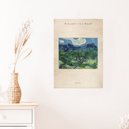 Plakat Vincent van Gogh "Drzewa Oliwne" - reprodukcja z napisem. Plakat z passe partout