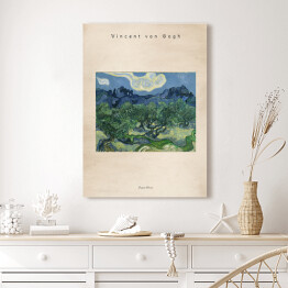 Obraz na płótnie Vincent van Gogh "Drzewa Oliwne" - reprodukcja z napisem. Plakat z passe partout