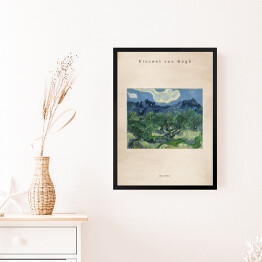 Obraz w ramie Vincent van Gogh "Drzewa Oliwne" - reprodukcja z napisem. Plakat z passe partout