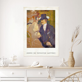 Plakat Henri de Toulouse-Lautrec "Anglik w Moulin Rouge" - reprodukcja z napisem. Plakat z passe partout