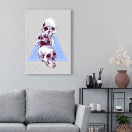 Obraz klasyczny Ilustracja - czaszki na tle błękitnego trójkąta