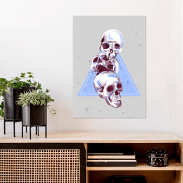 Plakat Ilustracja - czaszki na tle błękitnego trójkąta