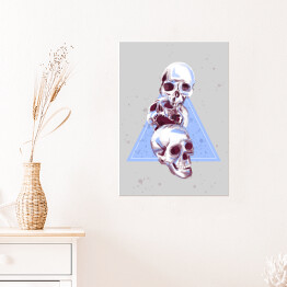 Plakat samoprzylepny Ilustracja - czaszki na tle błękitnego trójkąta