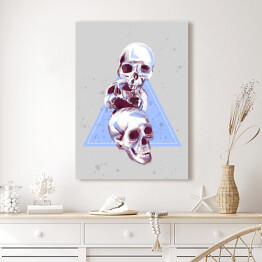 Obraz na płótnie Ilustracja - czaszki na tle błękitnego trójkąta