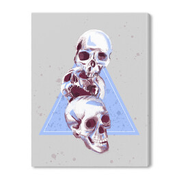Obraz na płótnie Ilustracja - czaszki na tle błękitnego trójkąta