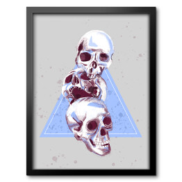 Obraz w ramie Ilustracja - czaszki na tle błękitnego trójkąta