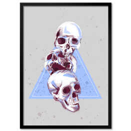 Plakat w ramie Ilustracja - czaszki na tle błękitnego trójkąta