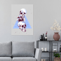 Plakat samoprzylepny Ilustracja - czaszki na tle błękitnego trójkąta