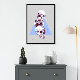 Plakat w ramie Ilustracja - czaszki na tle błękitnego trójkąta