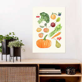 Plakat samoprzylepny Warzywa i owoce - ilustracja
