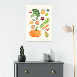Plakat Warzywa i owoce - ilustracja