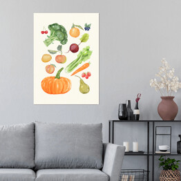 Plakat Warzywa i owoce - ilustracja