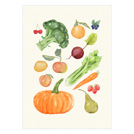 Plakat samoprzylepny Warzywa i owoce - ilustracja