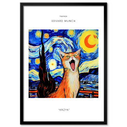 Plakat w ramie Kot portret inspirowany sztuką - Edvard Munch
