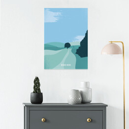 Plakat samoprzylepny Ilustracja - Beskid Niski, górski krajobraz